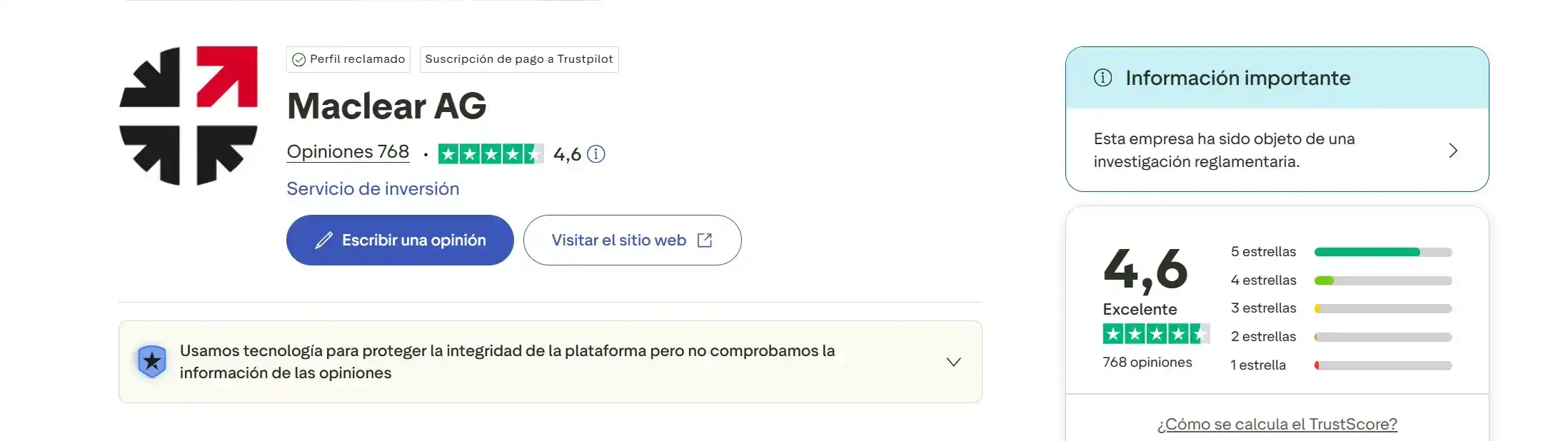 Maclear opiniones Trustpilot