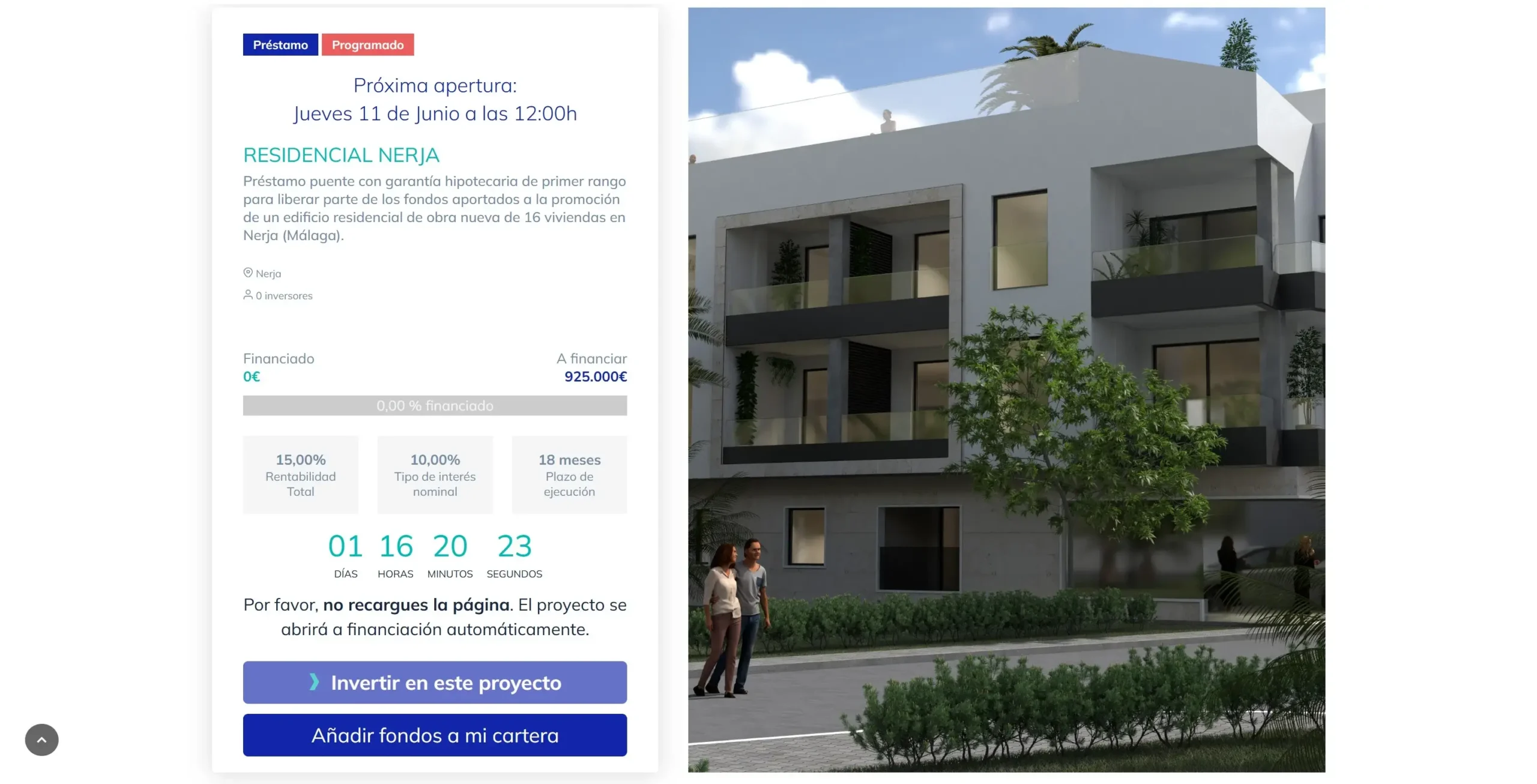 Proyecto pendiente de lanzamiento en Civislend