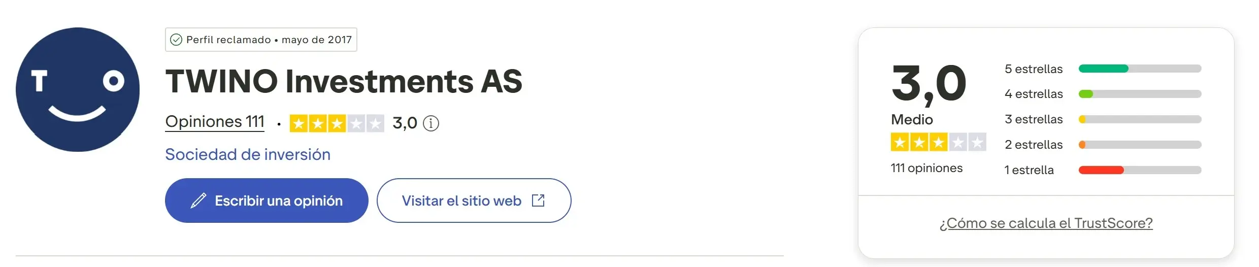 Opiniones de Twino en Trustpilot