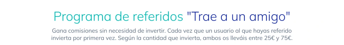 Sección de la home de Civislend que explica el programa de referidos Trae a un amigo con bonificaciones de entre 25€ y 75€