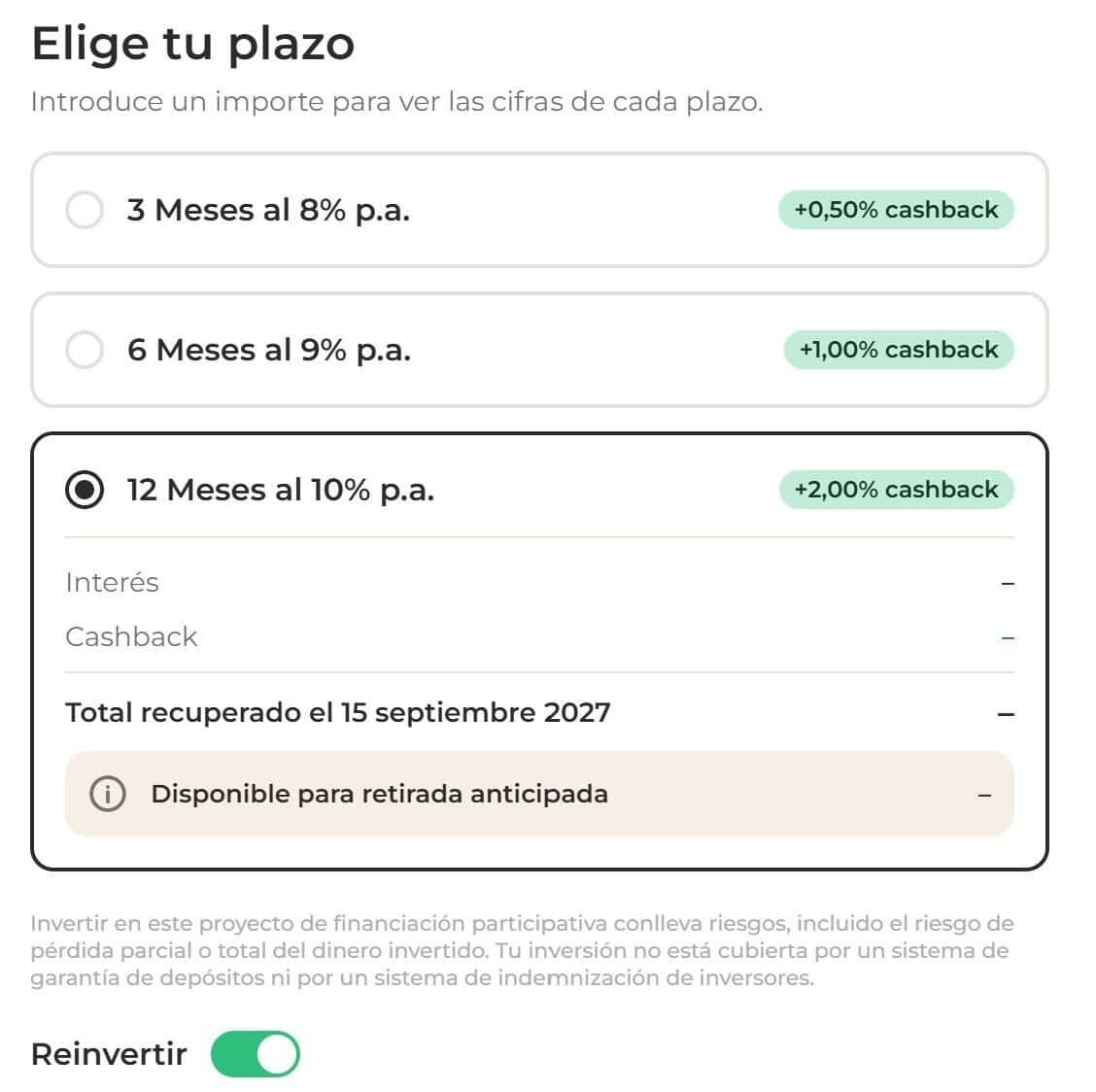 Plazos y tipos de interés de SaveSmart en Afranga